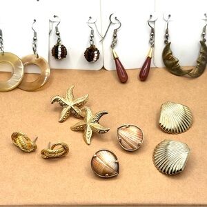 Vintage Lot-of-8 Pierced Earrings Costume Jewelry